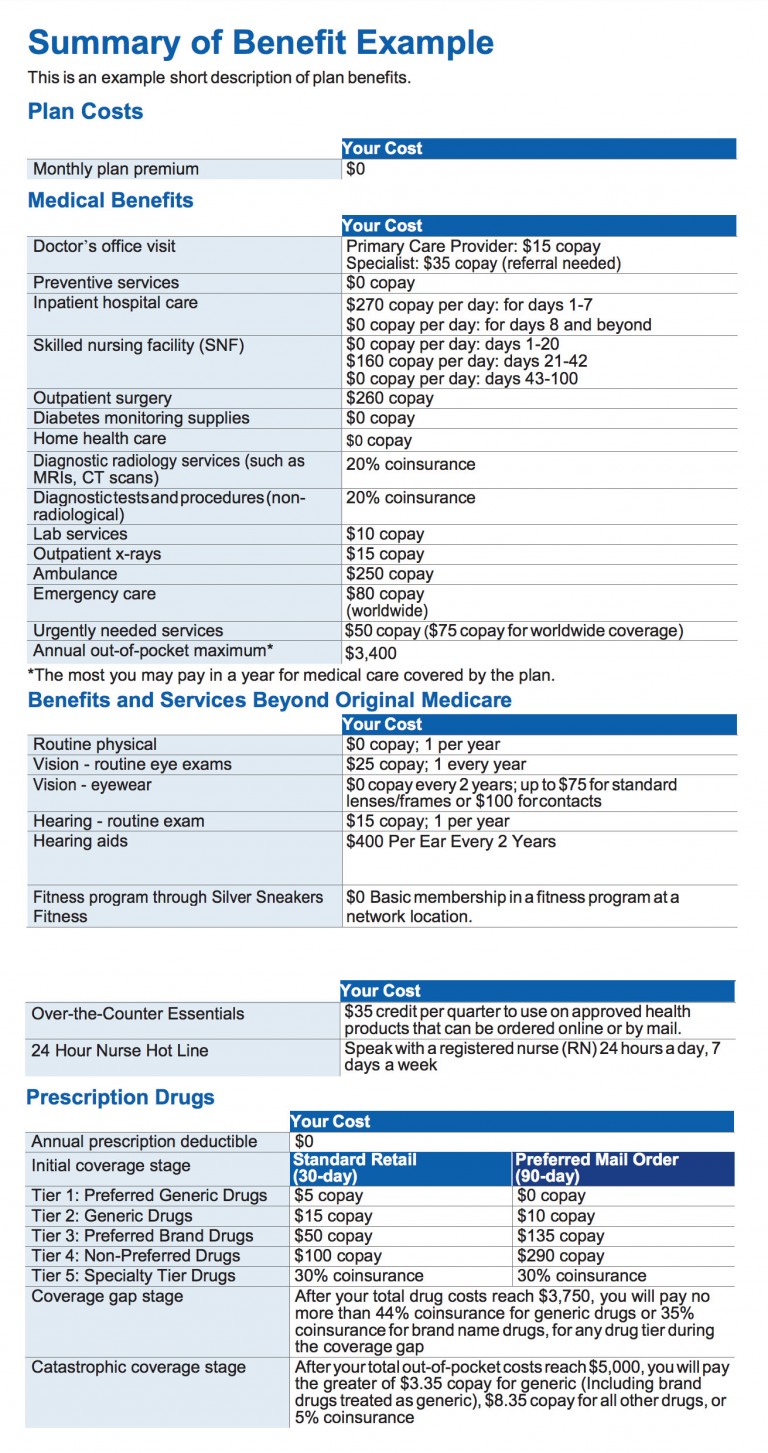 One Page Benefit Summary Template